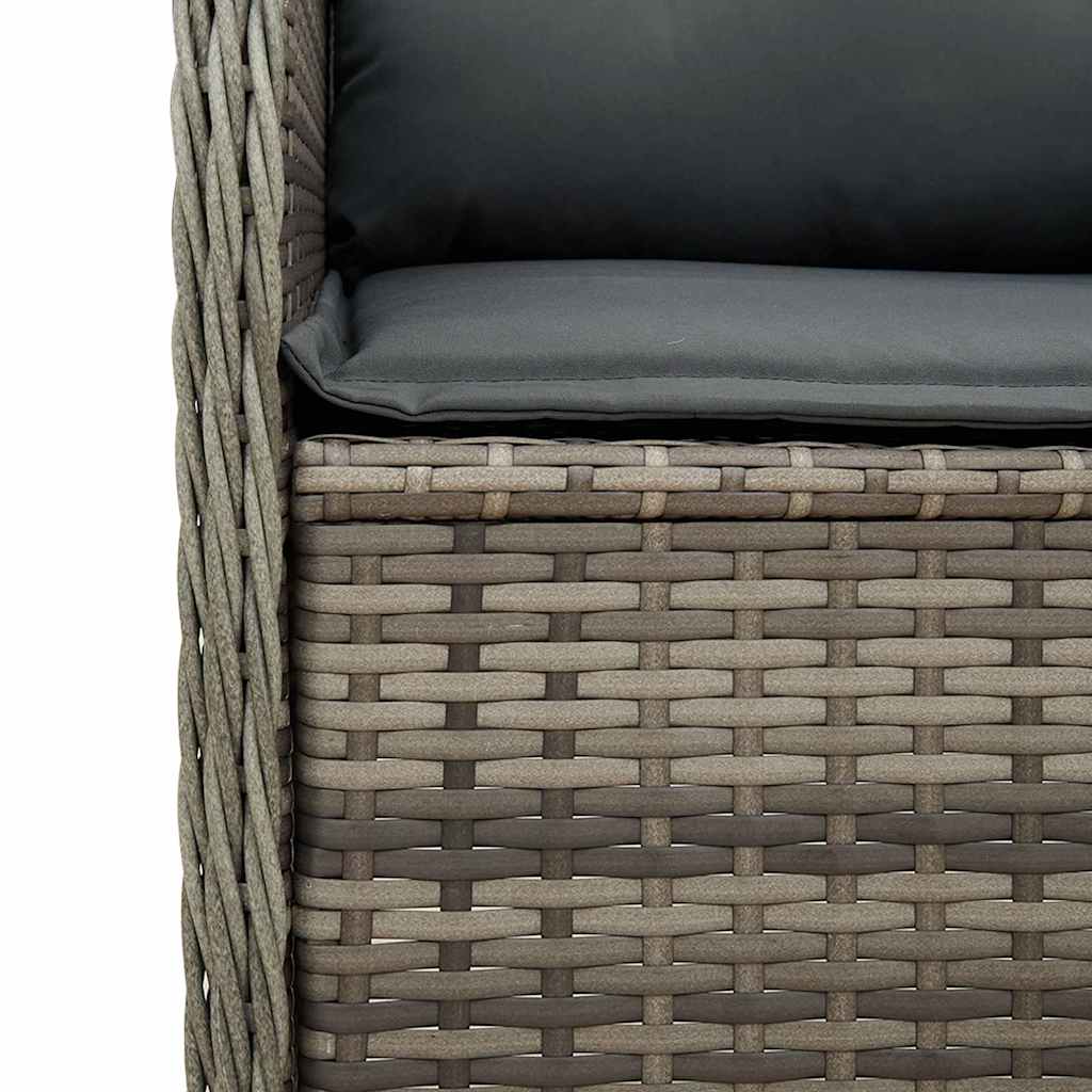 Panchina da giardino con cuscino 2 pcs Grigio Poly Rattan - homemem39