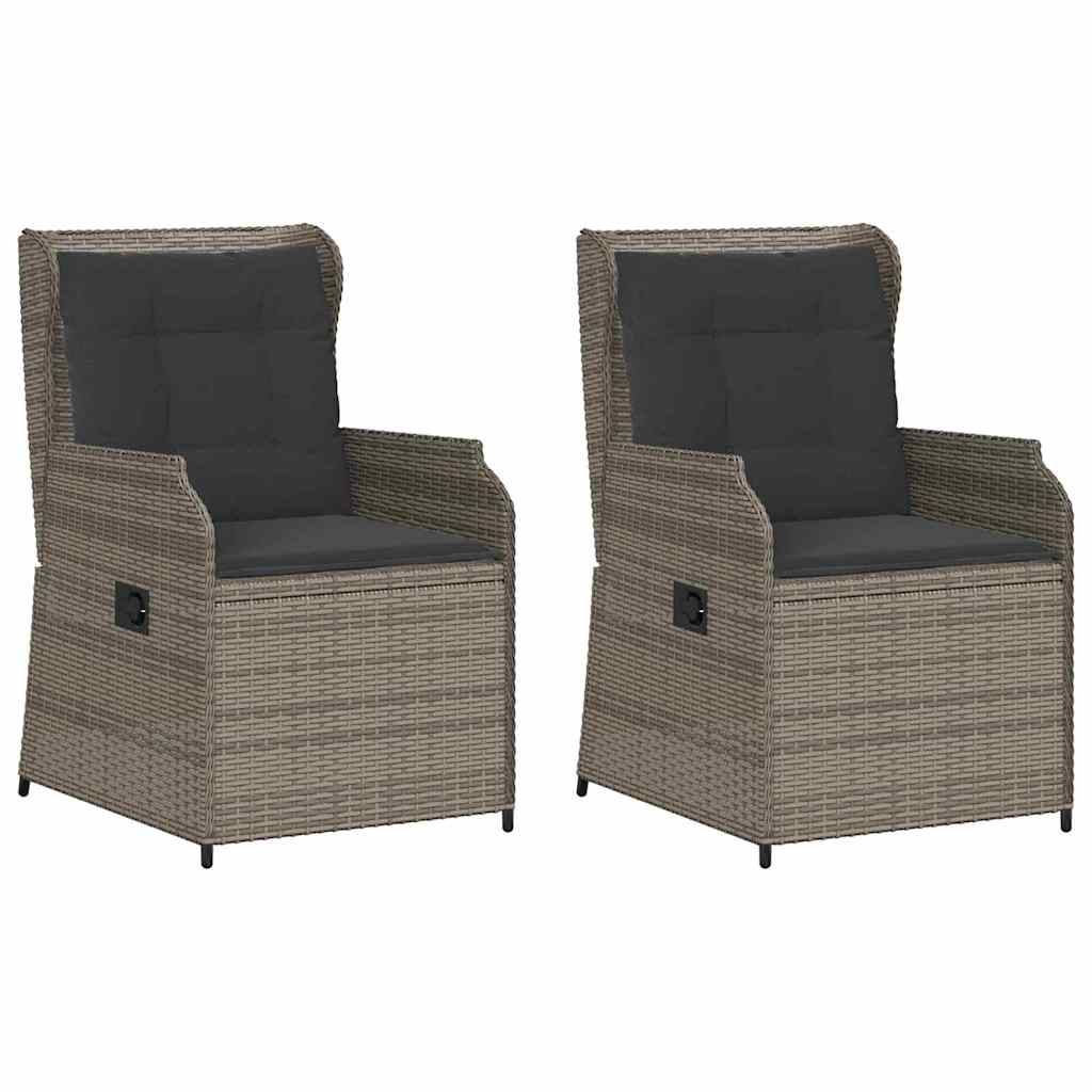 Panchina da giardino con cuscino 2 pcs Grigio Poly Rattan - homemem39