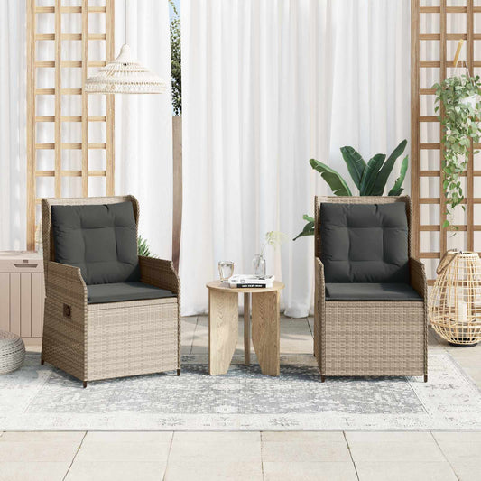 Panchina da giardino 2 pcs Grigio chiaro polyrattan