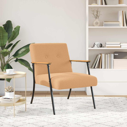 poltrona Beige Tessuto simile alla lana ricci | homemem39