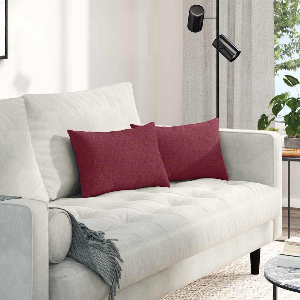 Cuscini da Divano 2 pcs Rosso Vino 50 x 30 cm Tessuto | homemem39