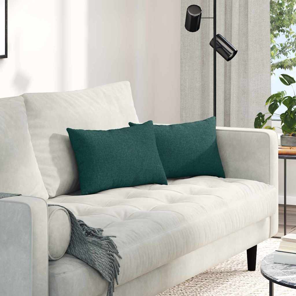 Cuscini da Divano 2 pcs Verde Scuro 50 x 30 cm Tessuto | homemem39