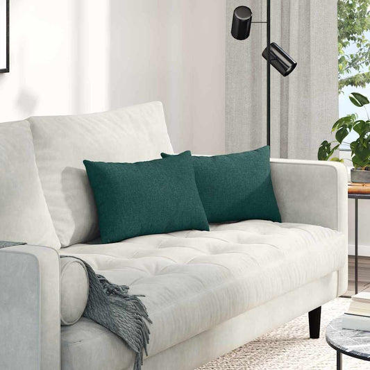 Cuscini da Divano 2 pcs Verde Scuro 50 x 30 cm Tessuto | homemem39