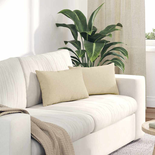 Cuscini da Divano 2 pcs Crema 50 x 30 cm Tessuto | homemem39