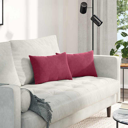 Cuscini da Divano 2 pcs Rosso vino 50 x 30 cm Tessuto in Cords | homemem39