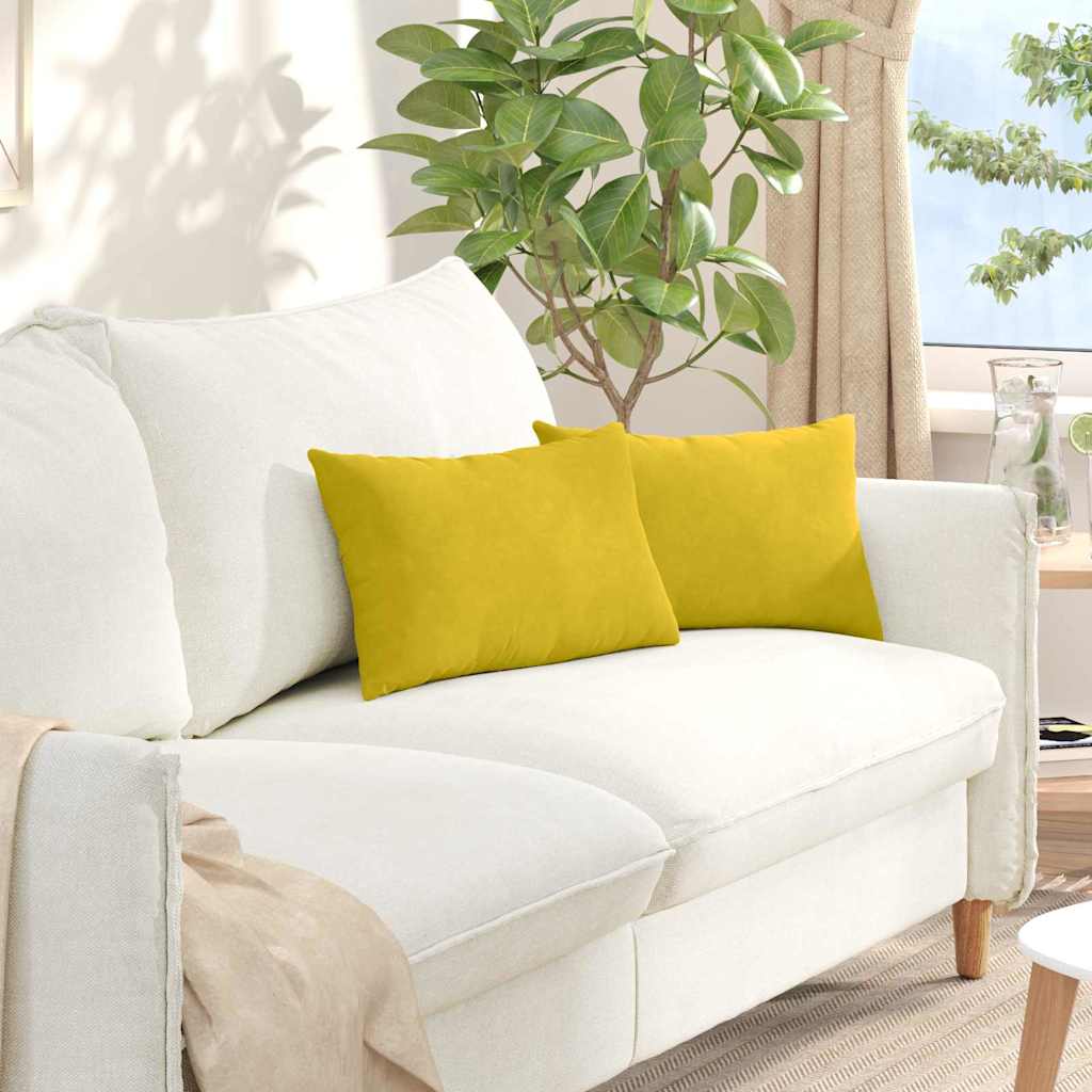 Cuscini da Divano 2 pcs Giallo 50 x 30 cm Tessuto in Cords | homemem39