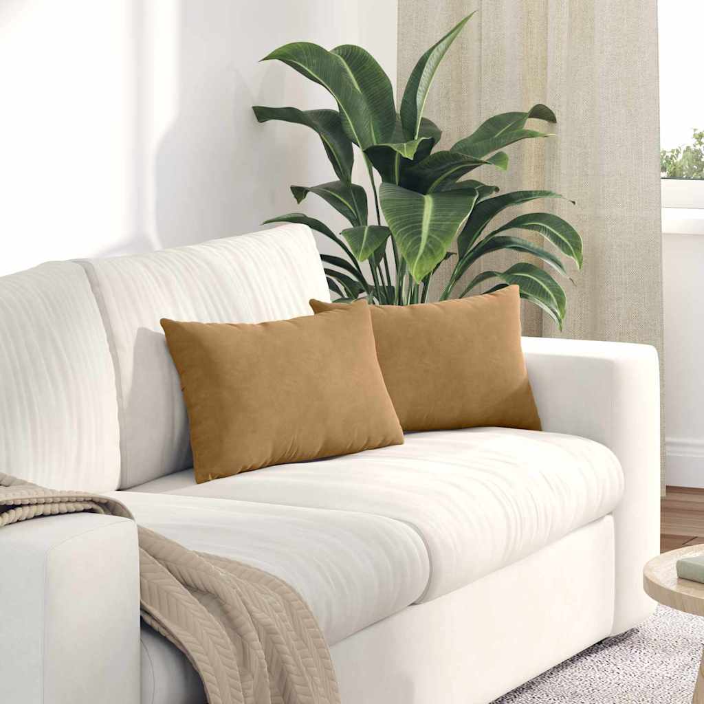 Cuscini da Divano 2 pcs Marrone 50 x 30 cm Tessuto in Cords | homemem39