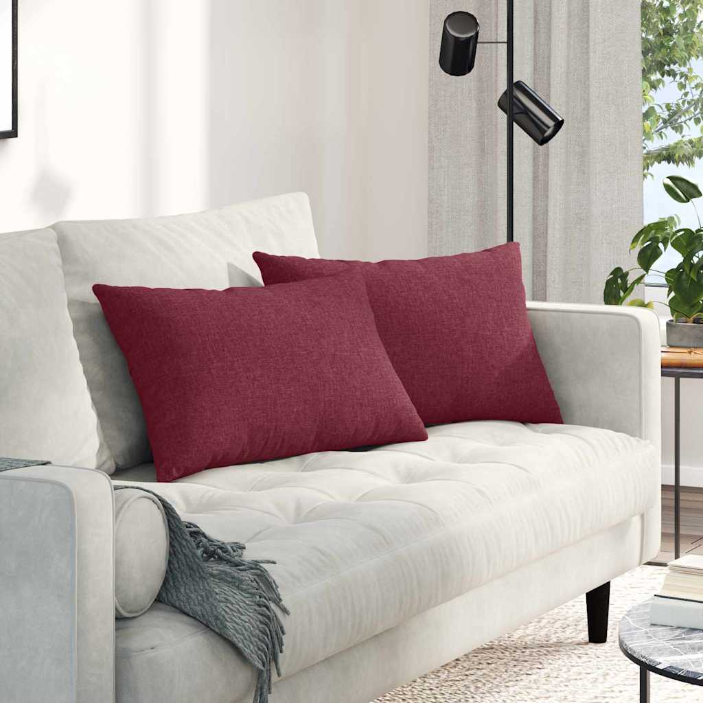 Cuscini da Divano 2 pcs Rosso Vino 60 x 40 cm Tessuto | homemem39