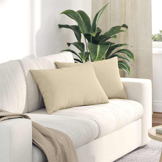 Cuscini da Divano 2 pcs Crema 60 x 40 cm Tessuto | homemem39