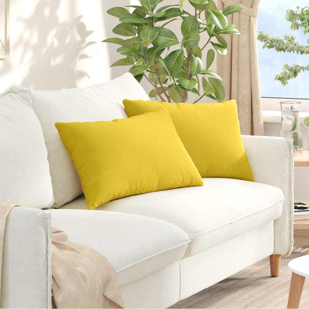 Cuscini da Divano 2 pcs Giallo Chiaro 60 x 40 cm Tessuto | homemem39
