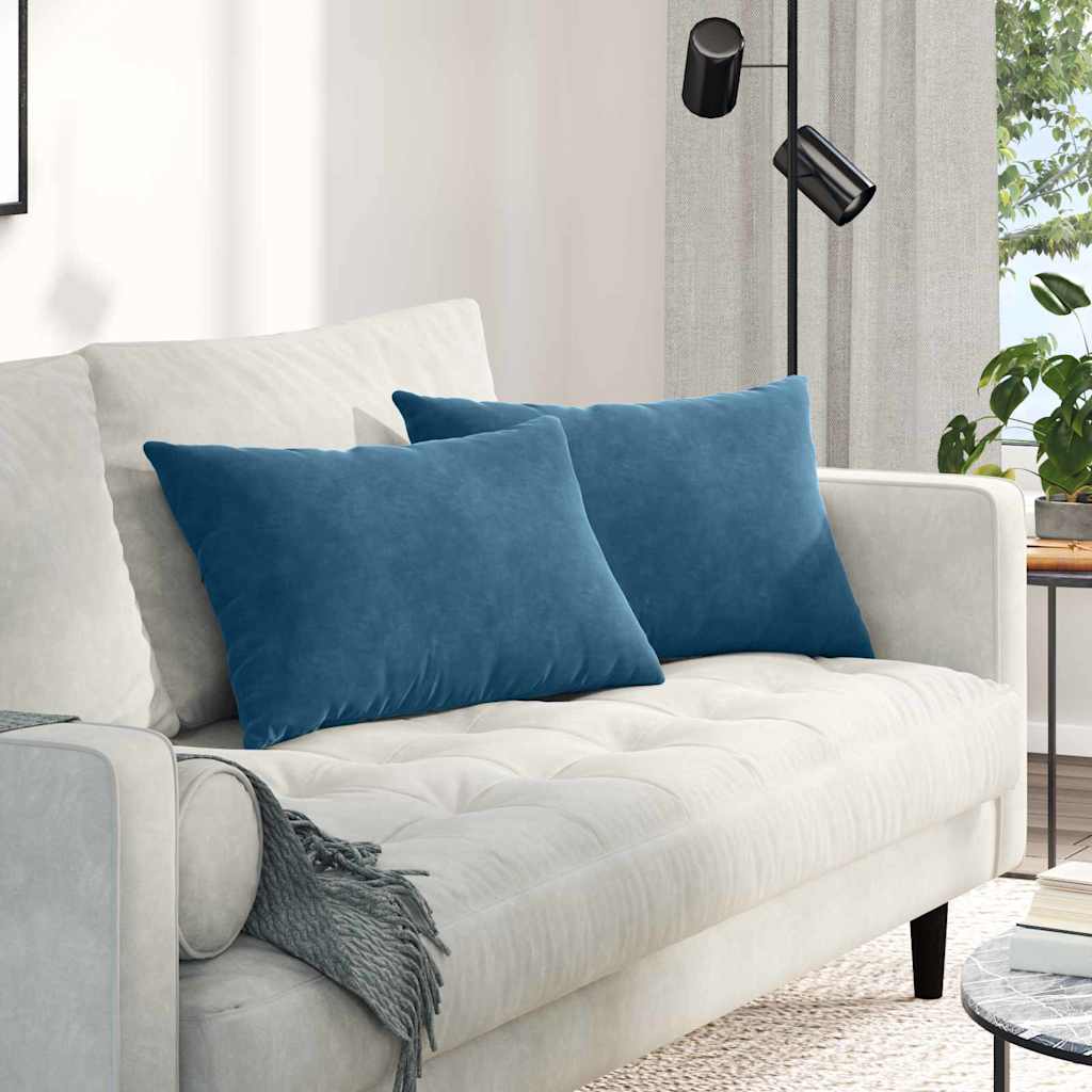 Cuscini da Divano 2 pcs Blu 60 x 40 cm Tessuto in Cords | homemem39