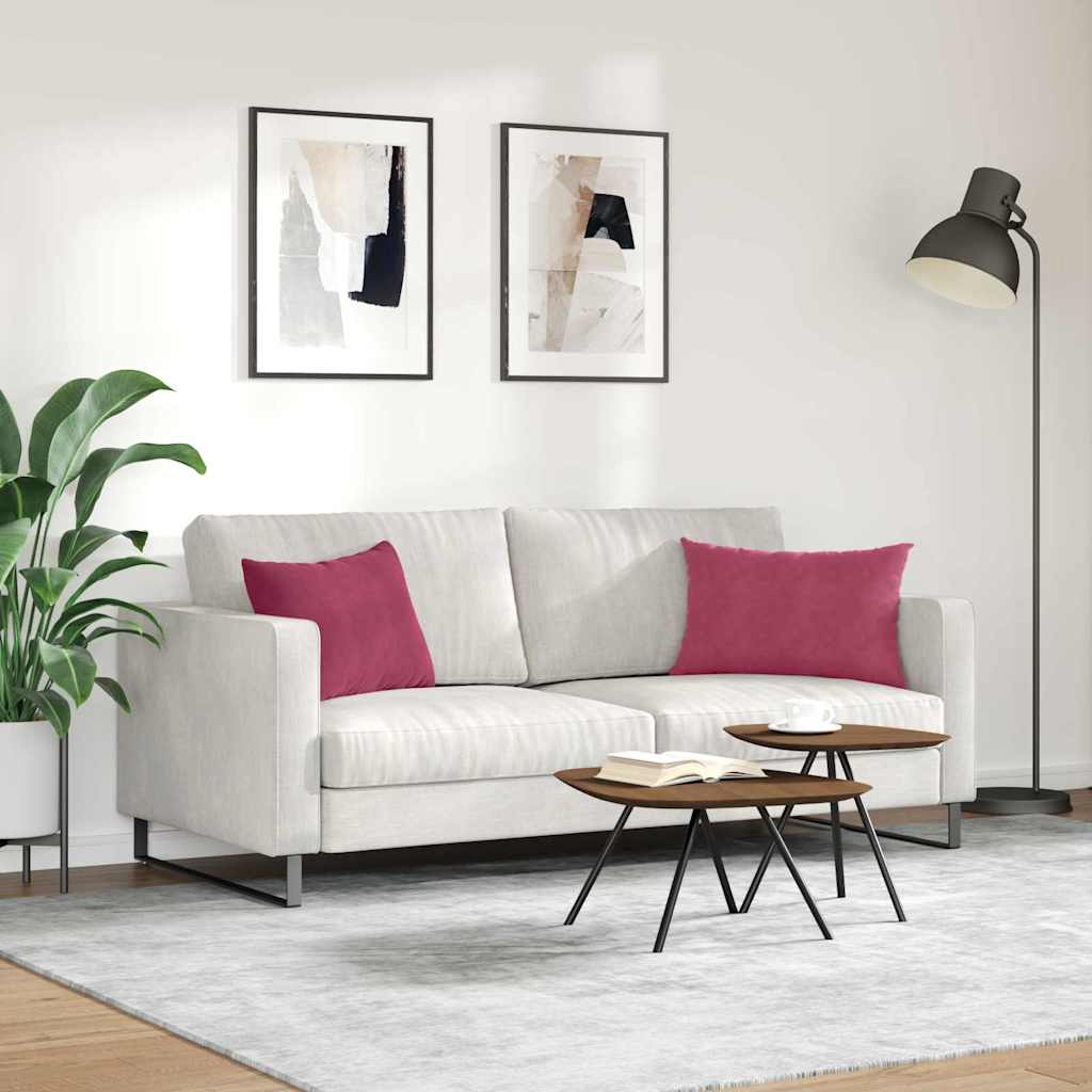 Cuscini da Divano 2 pcs Rosso Vino 60 x 40 cm Tessuto in Cords | homemem39