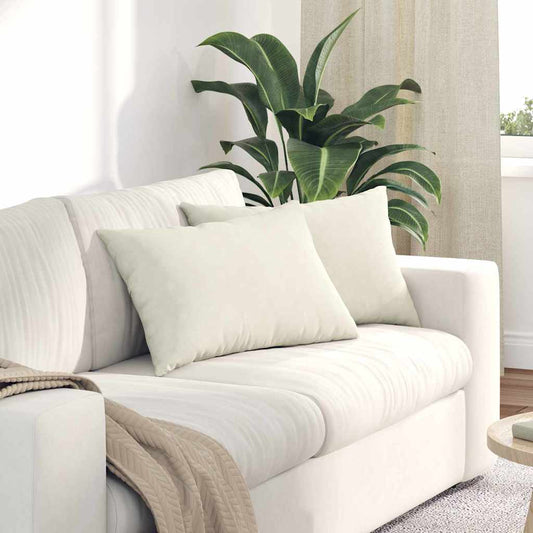 Cuscini da Divano 2 pcs Crema 60 x 40 cm Tessuto in Cords | homemem39