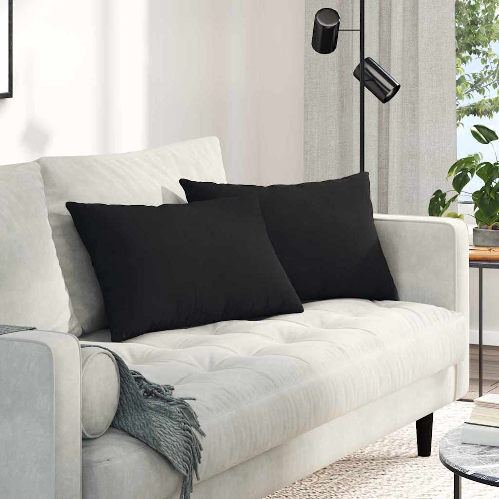 Cuscini da Divano 2 pcs Nero 60 x 40 cm Tessuto | homemem39