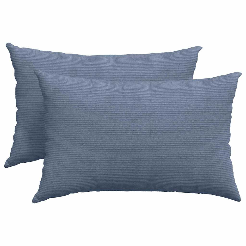 Cuscini da Divano 2 pcs Blu 60 x 40 cm Tessuto in Cords | homemem39