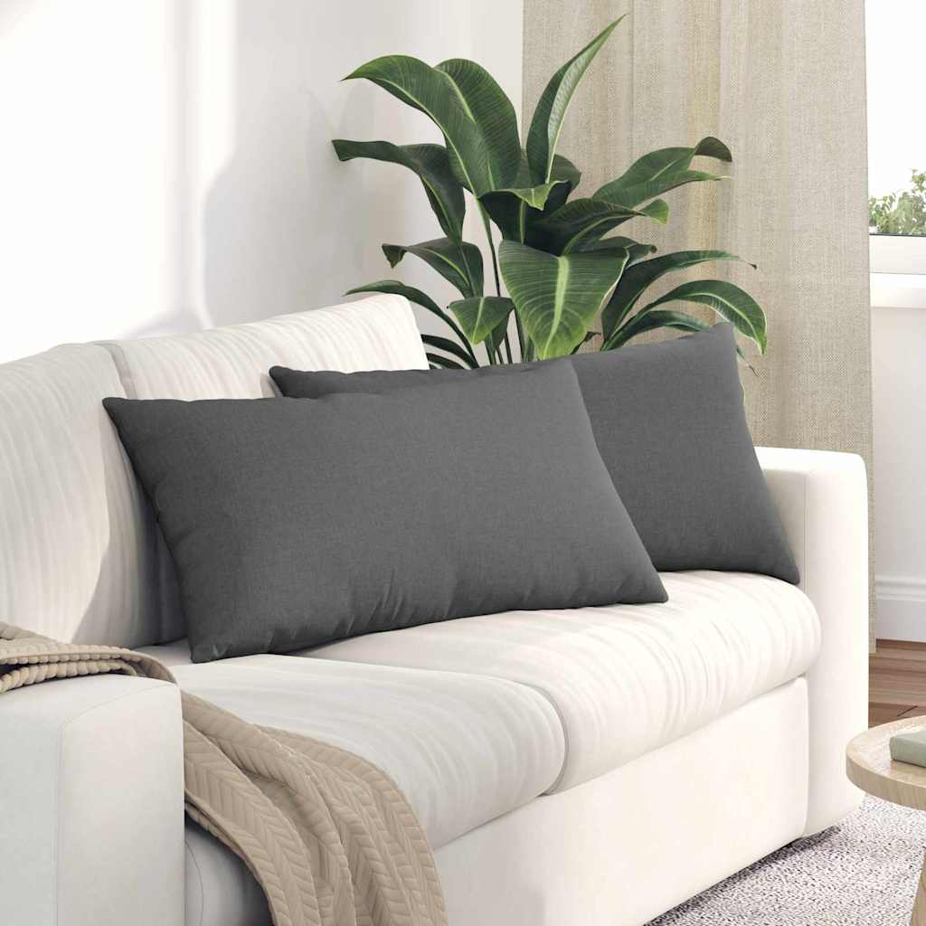 Cuscini da Divano 2 pcs Grigio scuro 80 x 40 cm Tessuto | homemem39