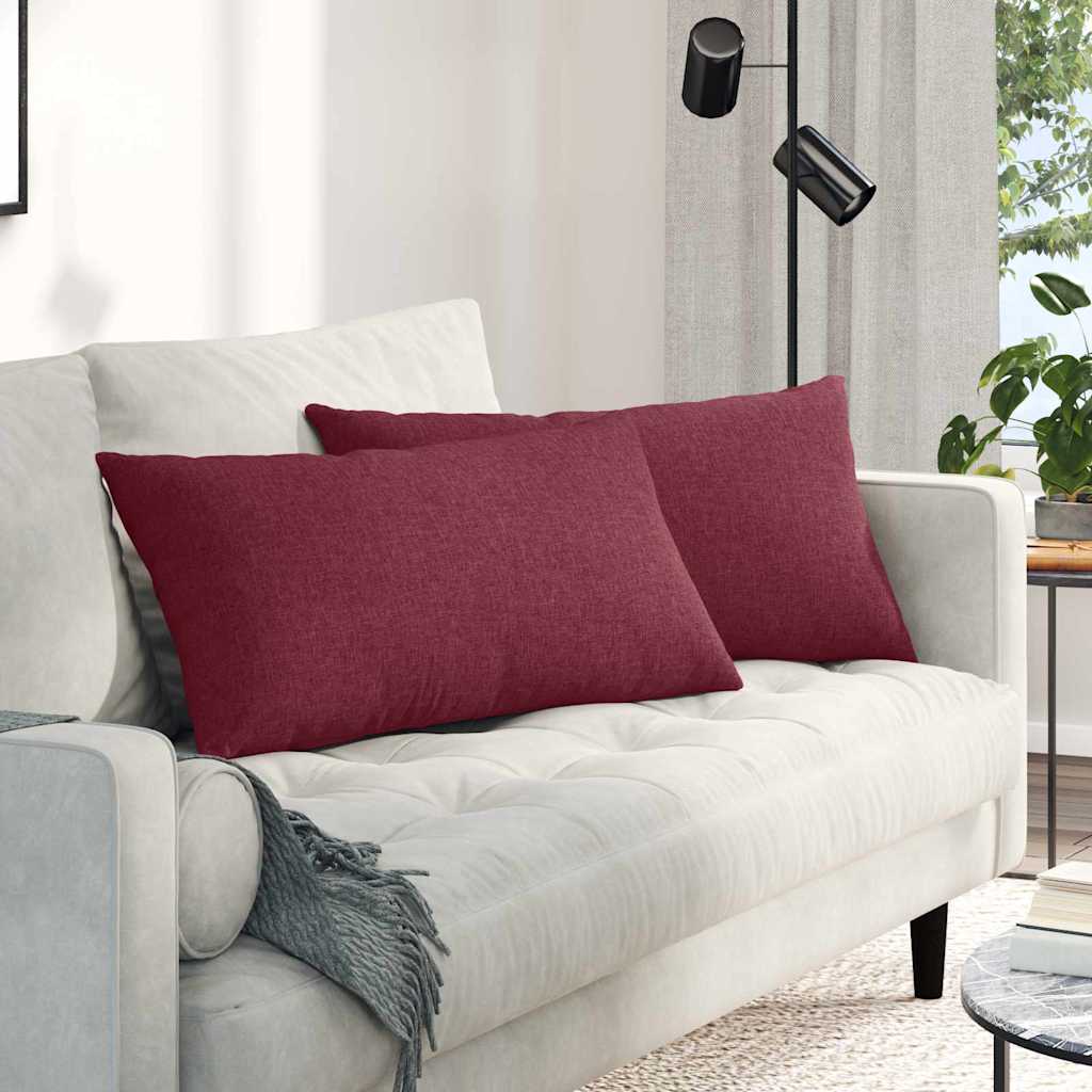 Cuscini da Divano 2 pcs Rosso Vino 80 x 40 cm Tessuto | homemem39