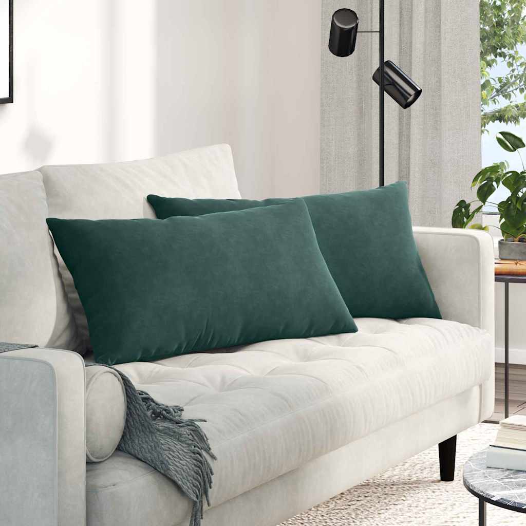 Cuscini da Divano 2 pcs Verde Scuro 80 x 40 cm Tessuto in Cords | homemem39