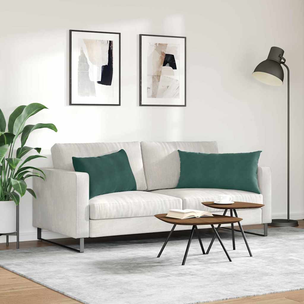 Cuscini da Divano 2 pcs Verde Scuro 80 x 40 cm Tessuto in Cords | homemem39