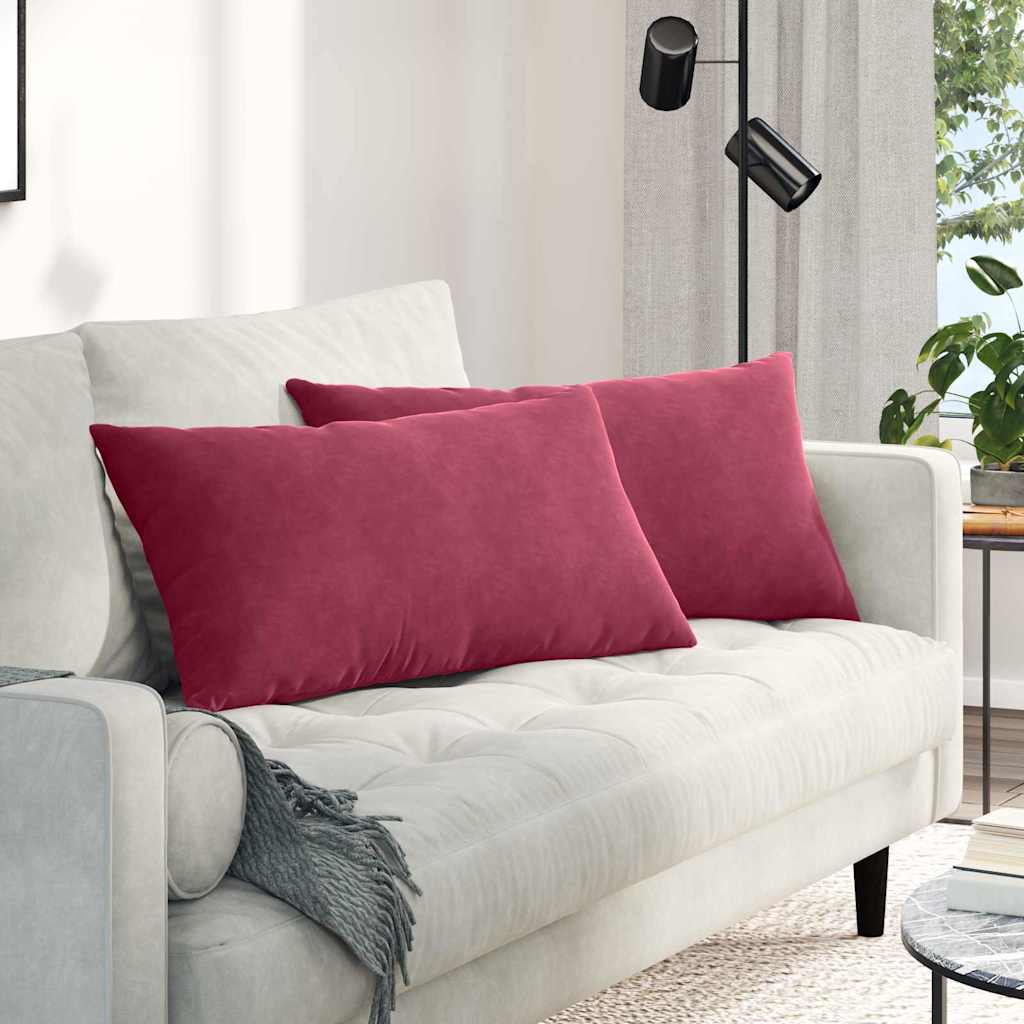 Cuscini da Divano 2 pcs Rosso Vino 80 x 40 cm Tessuto in Cords | homemem39