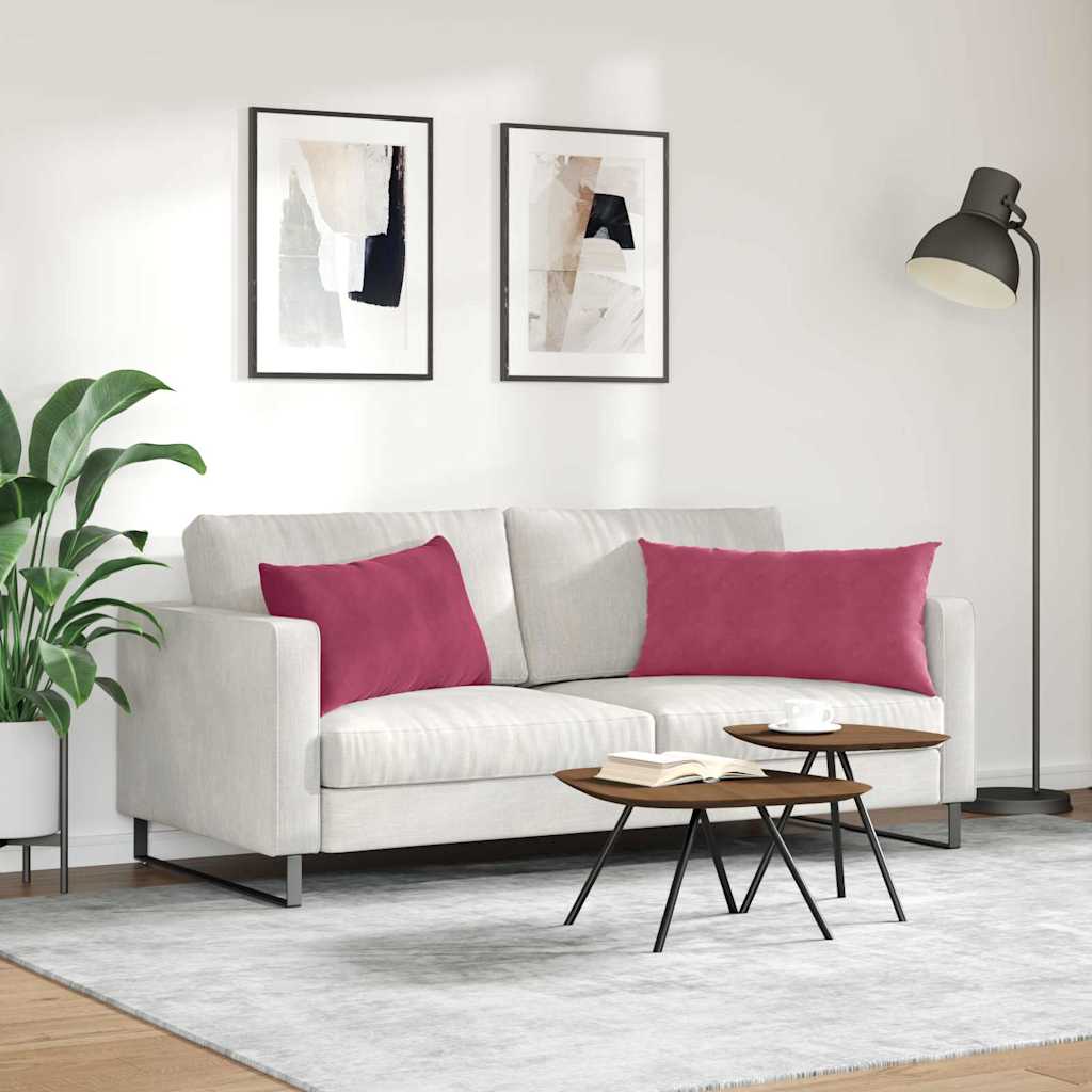 Cuscini da Divano 2 pcs Rosso Vino 80 x 40 cm Tessuto in Cords | homemem39