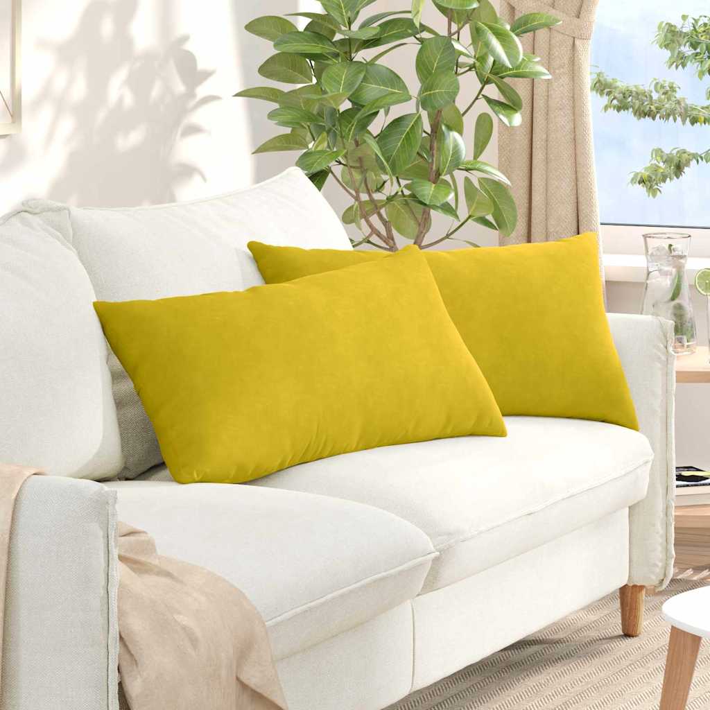 Cuscini da Divano 2 pcs Giallo 80 x 40 cm Tessuto in Cords | homemem39