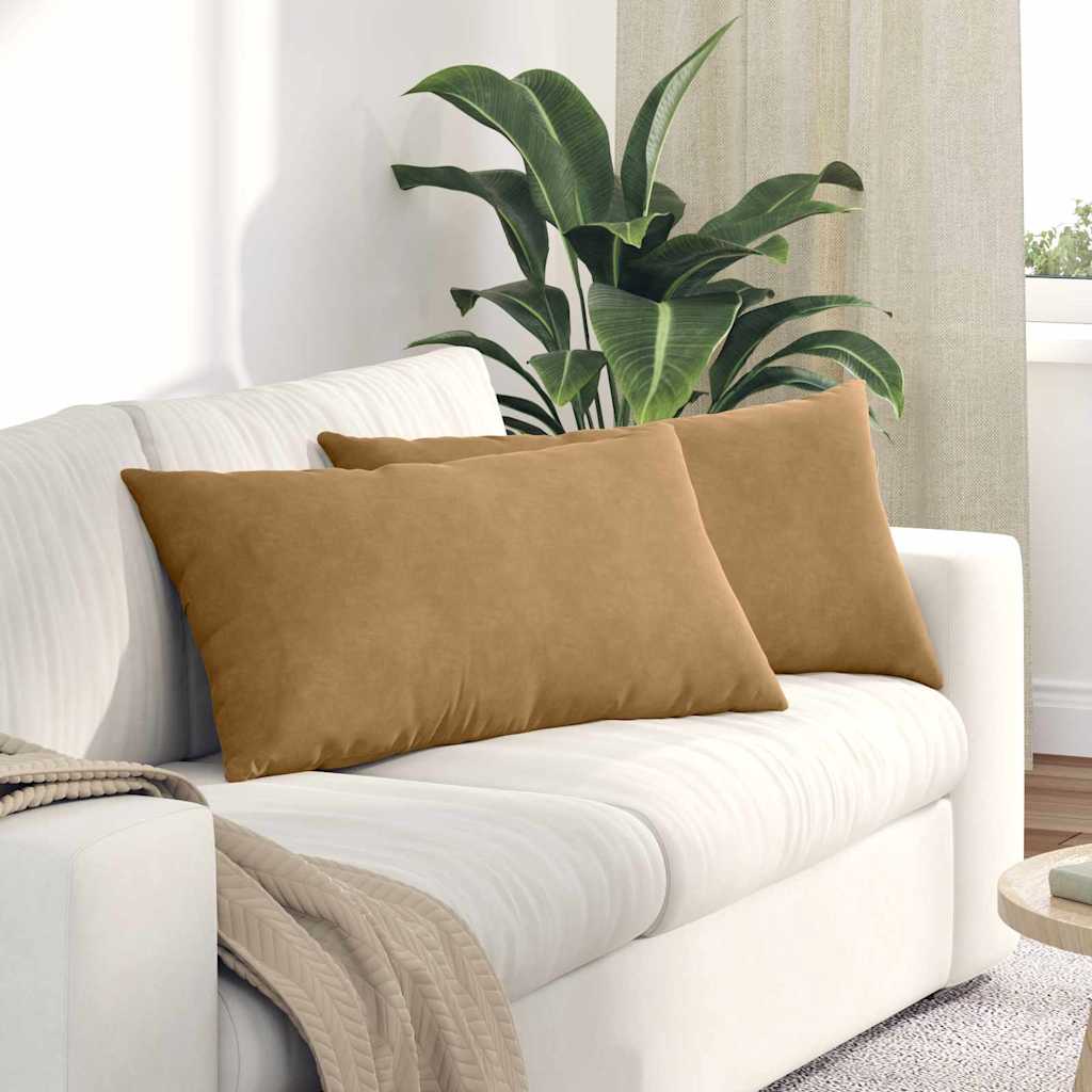 Cuscini da Divano 2 pcs Marrone 80 x 40 cm Tessuto in Cords | homemem39