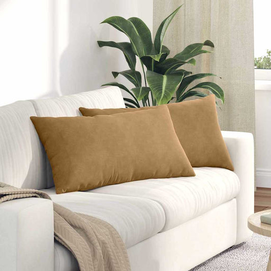 Cuscini da Divano 2 pcs Marrone 80 x 40 cm Tessuto in Cords | homemem39