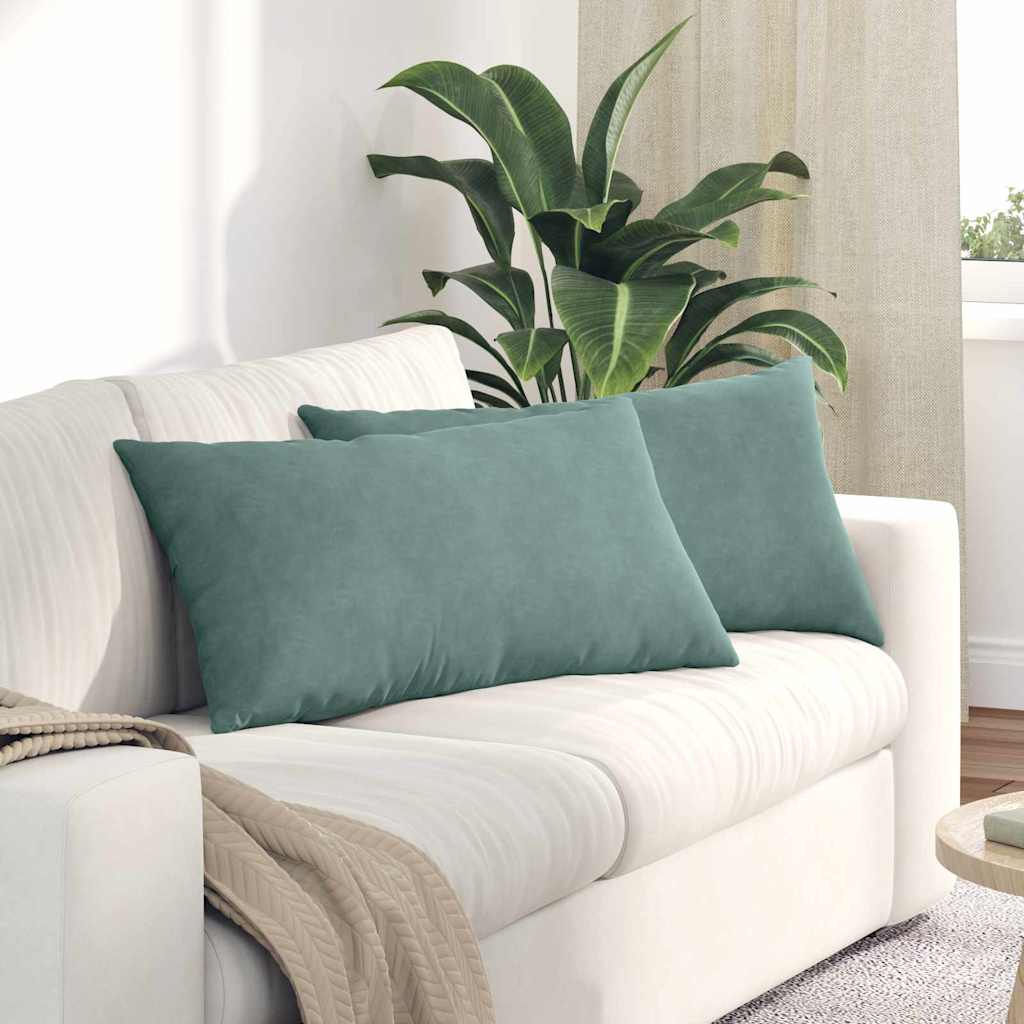 Cuscini da Divano 2 pcs Verde Mare 80 x 40 cm Tessuto in Cords | homemem39