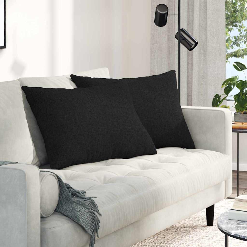 Cuscini da Divano 2 pcs Nero 70 x 50 cm Tessuto | homemem39