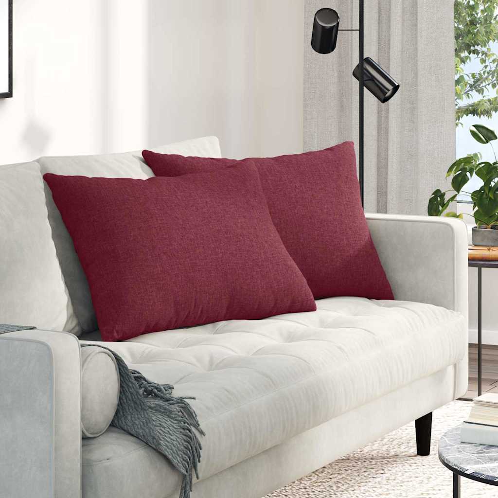 Cuscini da Divano 2 pcs Rosso Vino 70 x 50 cm Tessuto | homemem39