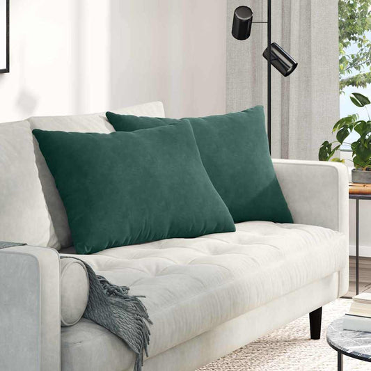 Cuscini da Divano 2 pcs Verde Scuro 70 x 50 cm Tessuto in Cords | homemem39
