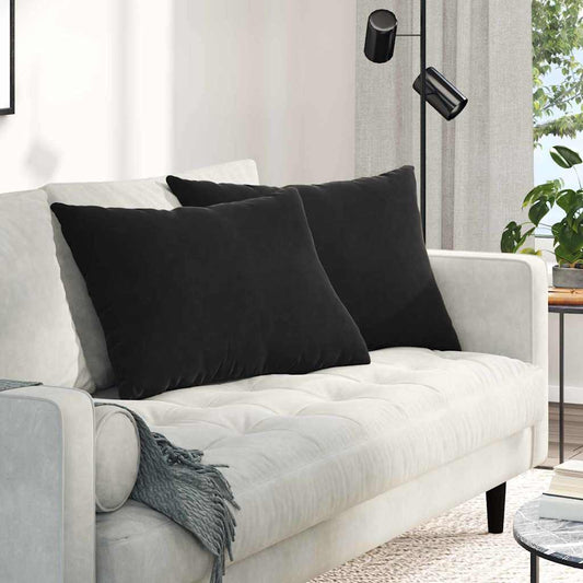 Cuscini da Divano 2 pcs Nero 70 x 50 cm Tessuto in Cords