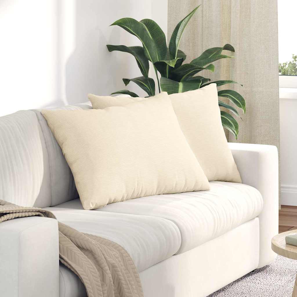 Cuscini da Divano 2 pcs Crema 70 x 50 cm Tessuto in Cords | homemem39