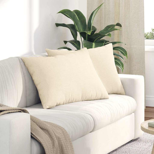 Cuscini da Divano 2 pcs Crema 70 x 50 cm Tessuto in Cords | homemem39