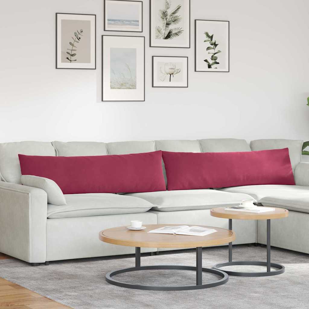 Cuscini da Divano 2 pcs Rosso Vino 145 x 40 cm Tessuto in Cords | homemem39