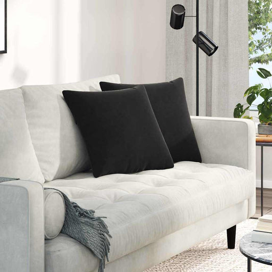 Cuscini da Divano 2 pcs Nero 45 x 45 cm Tessuto in Cords | homemem39