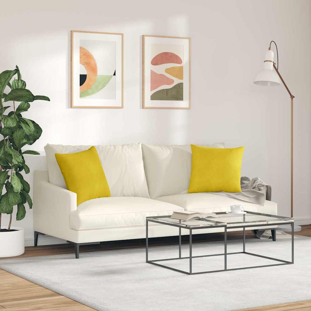 Cuscini da Divano 2 pcs Giallo 45 x 45 cm Tessuto in Cords | homemem39