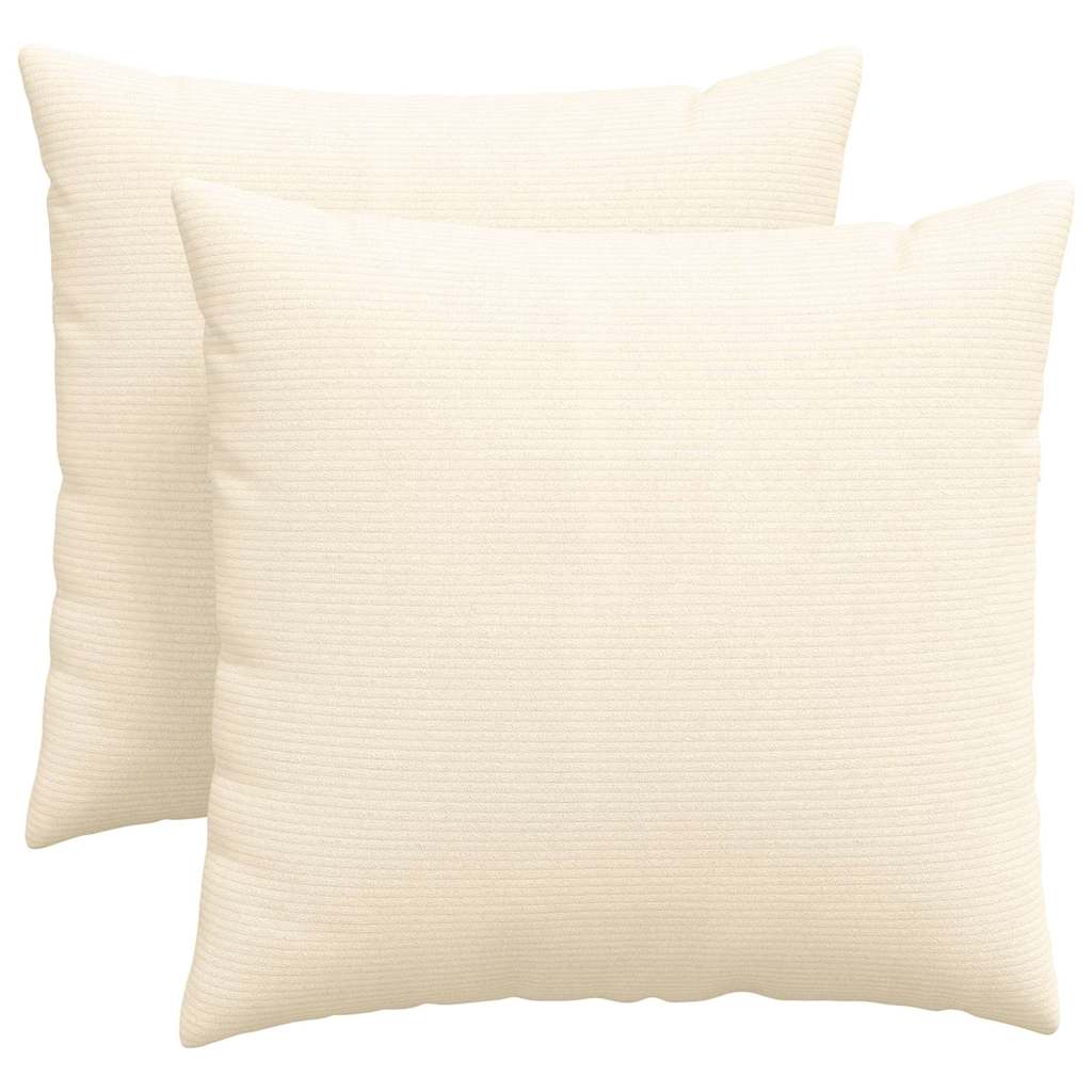 Cuscini da Divano 2 pcs Crema 45 x 45 cm Tessuto in Cords | homemem39