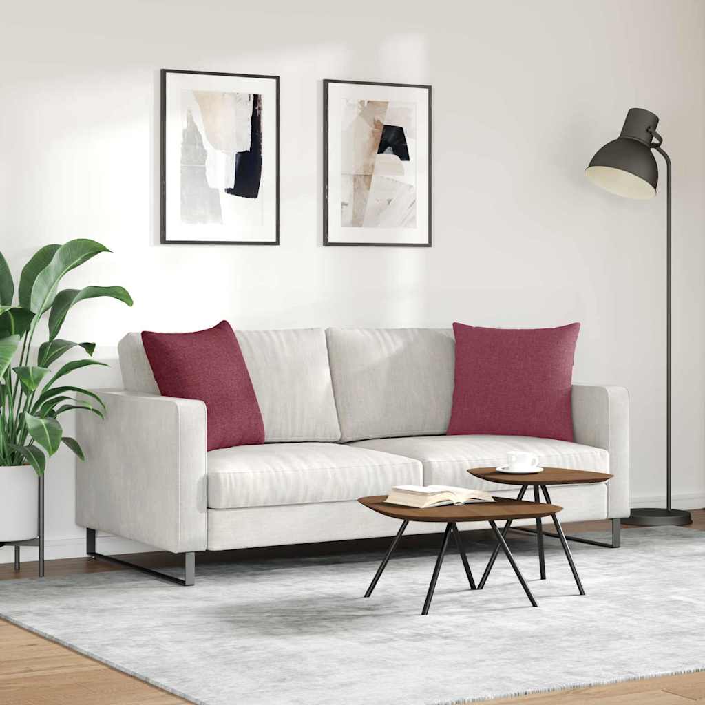 Cuscini da Divano 2 pcs Rosso Vino 50 x 50 cm Tessuto | homemem39