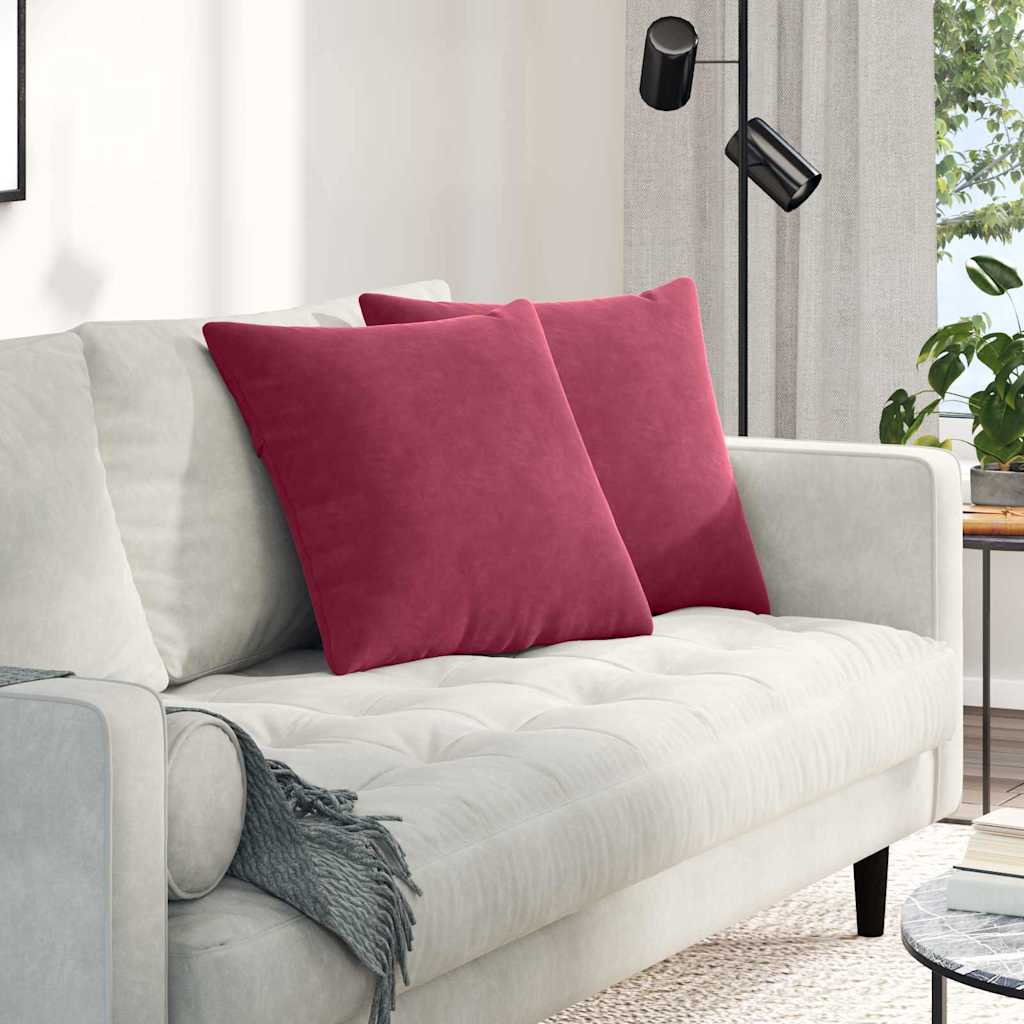 Cuscini da Divano 2 pcs Rosso Vino 50 x 50 cm Tessuto in Cords | homemem39
