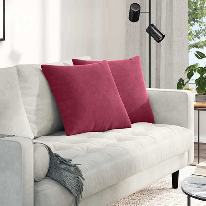 Cuscini da Divano 2 pcs Rosso Vino 50 x 50 cm Tessuto in Cords | homemem39