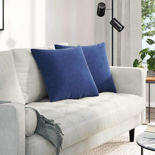 Cuscini da Divano 2 pcs Blu Polizia 50 x 50 cm Tessuto in Cords | homemem39