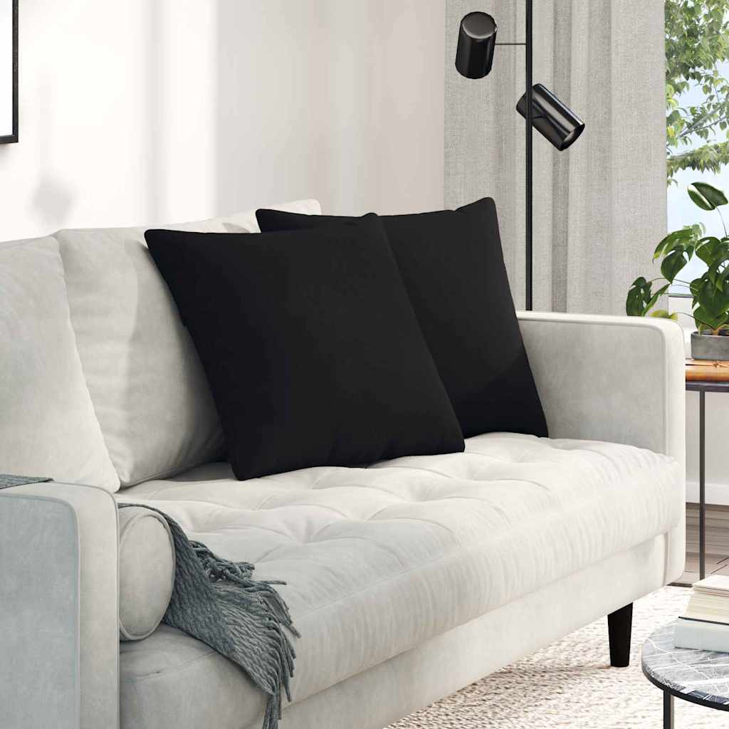 Cuscini da Divano 2 pcs Nero 50 x 50 cm Tessuto | homemem39