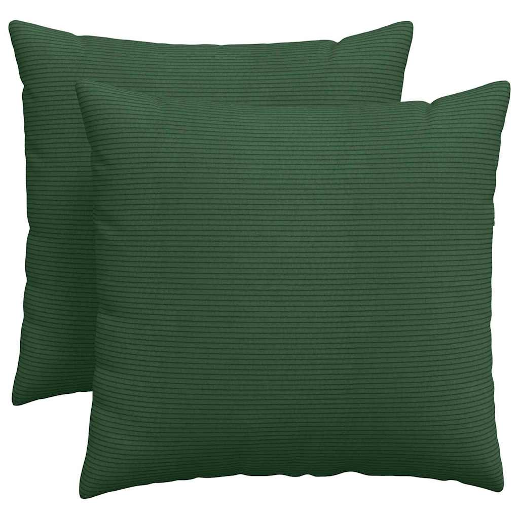 Cuscini da Divano 2 pcs Verde Scuro 50 x 50 cm Tessuto in Cords | homemem39