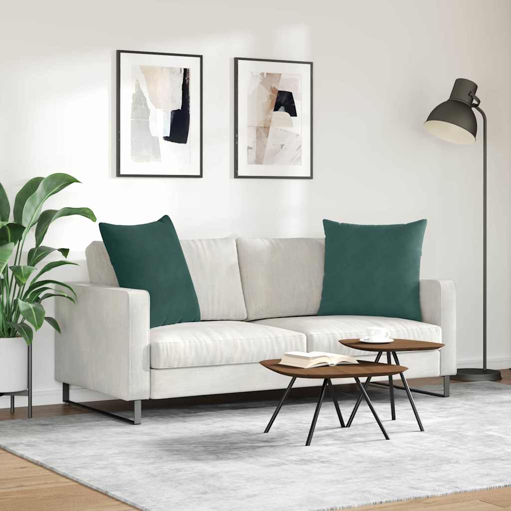 Cuscini da Divano 2 pcs Verde Scuro 60 x 60 cm Tessuto in Cords | homemem39