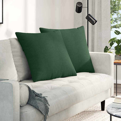 Cuscini da Divano 2 pcs Verde Scuro 60 x 60 cm Tessuto in Cords | homemem39