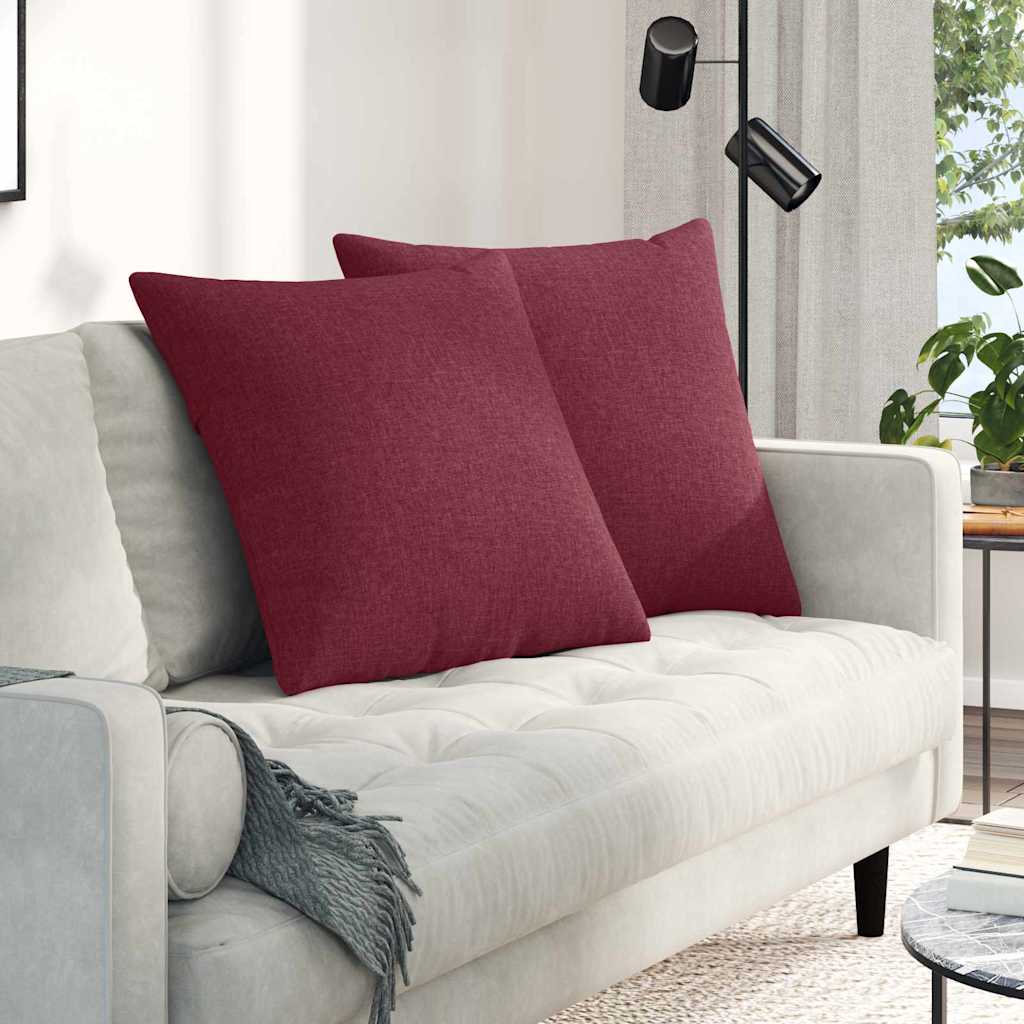 Cuscini da Divano 2 pcs Rosso Vino 80 x 80 cm Tessuto