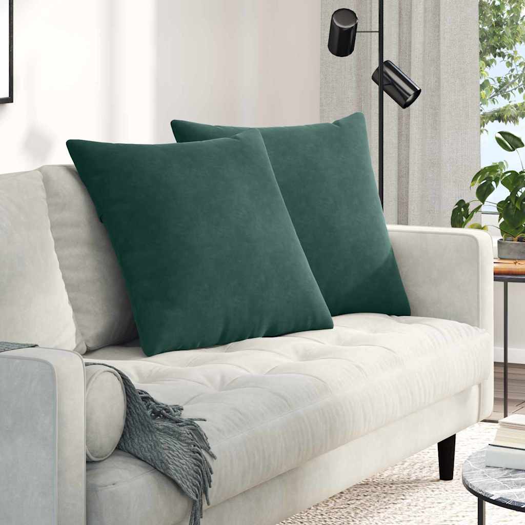 Cuscini da Divano 2 pcs Verde Scuro 80 x 80 cm Tessuto in Cords | homemem39