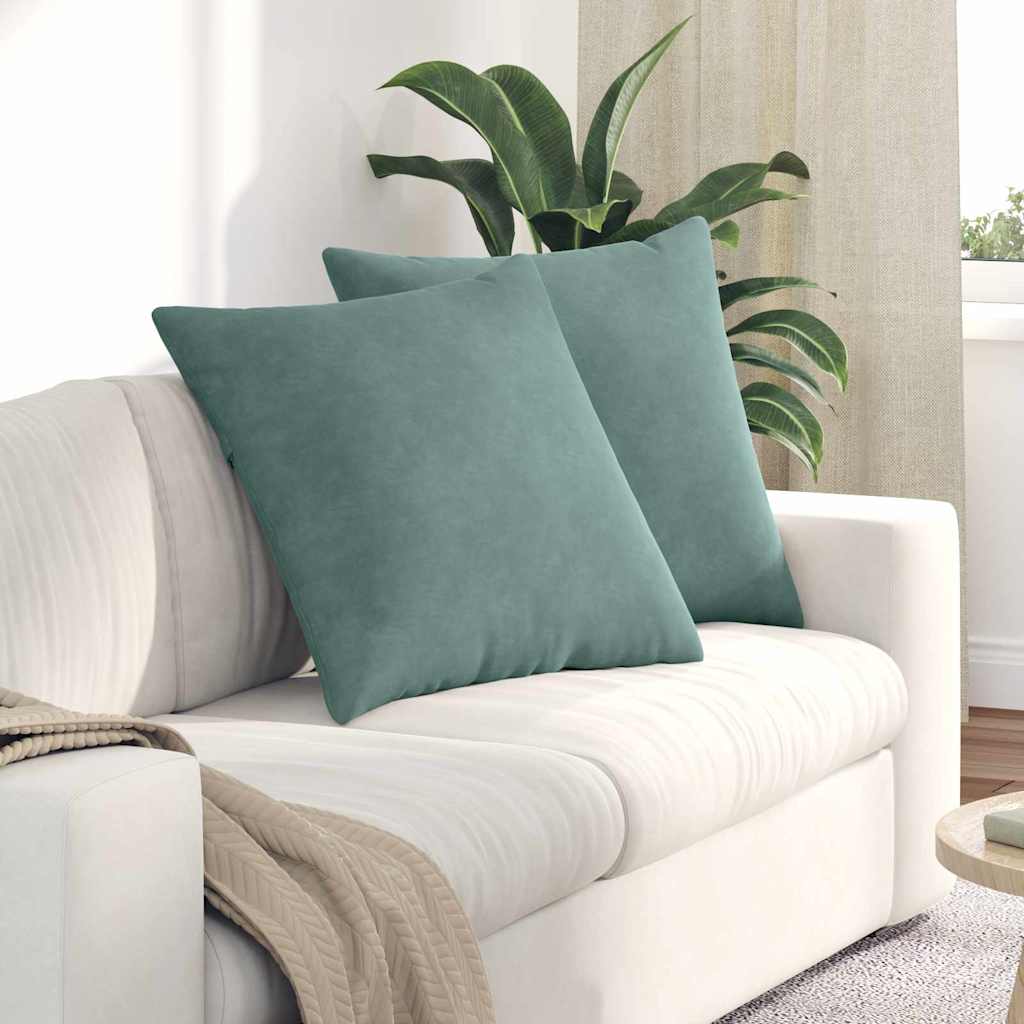 Cuscini da Divano 2 pcs Verde Mare 80 x 80 cm Tessuto in Cords | homemem39